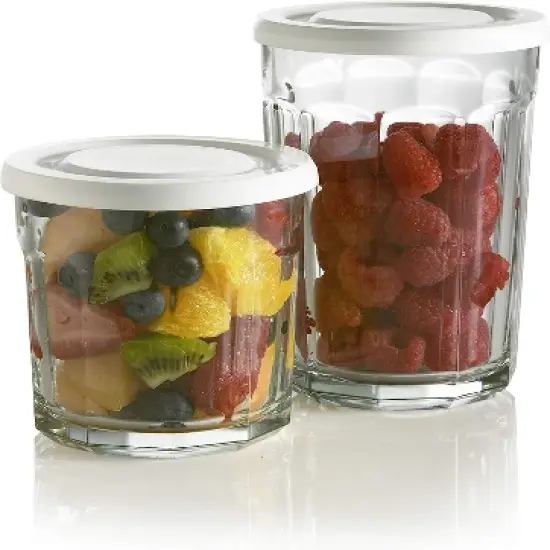 Luminarc Arc International Working Glass Storage Jar Cooler with White Lid, 21-Ounce, Set of 4 image {6}