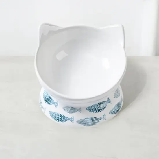 Park Life Designs 2c Oscar Tilt Fish Cat Bowl - White image {2}