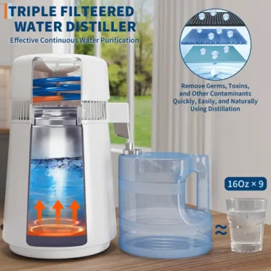 Distilled Water Machine 1 Gallon 4L Home Desktop Water Distiller Purifier Water Purification Filter Electric Water Distiller Countertop image {6}