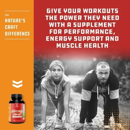 Garcinia Cambogia 95% HCA Capsules, Weight Loss Supplement with Hydroxycitric Acid & Chromium for Balance, Energy & Metabolism, Nature's Craft, 60ct image {1}