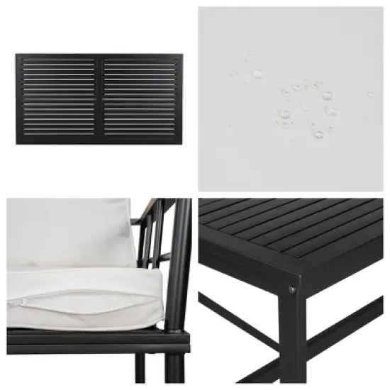 5-Piece Outdoor Dining Set, Patio Bar Sets with Dining Table and High Seat Dining Chairs, Iron Chairs with Foam Cushions&ndash;Cuddlewood image {6}