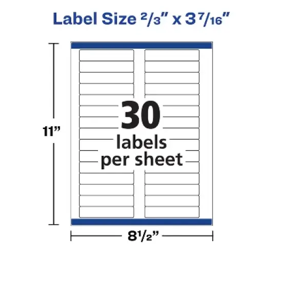 Avery File Folder Labels with TrueBlock Technology, Permanent Adhesive, 2/3" x 3-7/16", Laser/Inkjet, 750 Labels (8366) image {4}