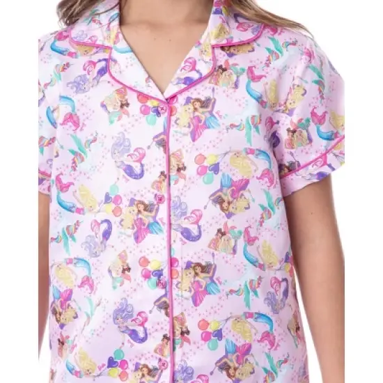 Mattel Girls' Barbie Fantasy Mermaid Princess Sleep Pajama Set Shorts Pink image {2}