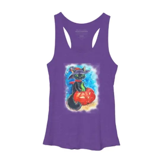 Women's Design By Humans halloween. the witch cat By POLINART Racerback Tank Top image {4}