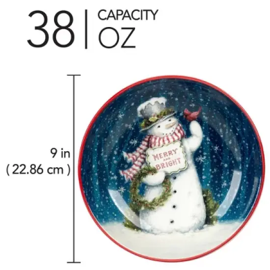 Certified International Set of 4 38oz Snowman Greetings Soup/Pasta Bowls image {2}