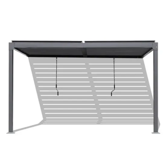 Aoodor Outdoor Louvered Pergola Adjustable Louvered Sloping Roof Wall-Mounted Pergola image {2}