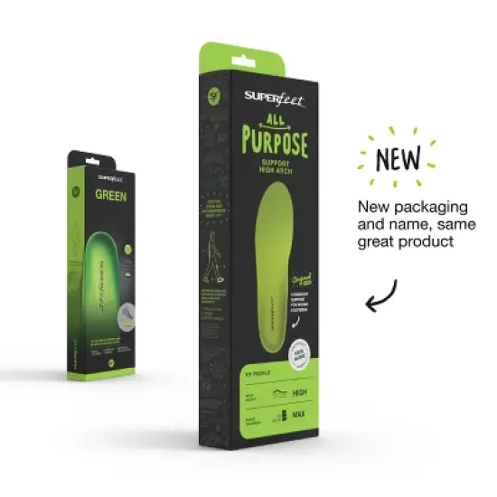Superfeet All-Purpose Support High Arch Insoles (Green) - Trim-To-Fit Orthotic Shoe Inserts image {1}