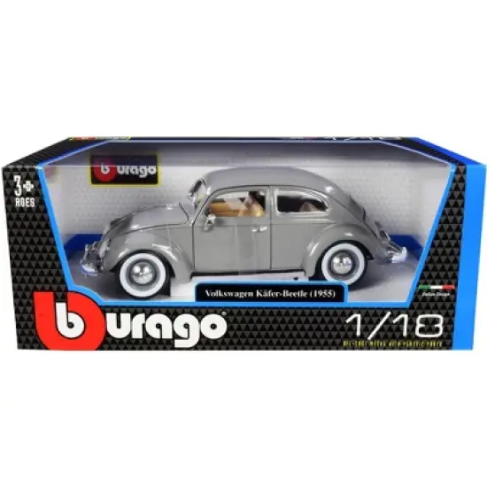 1955 Volkswagen Kafer Beetle Gray 1/18 Diecast Model Car by Bburago image {2}