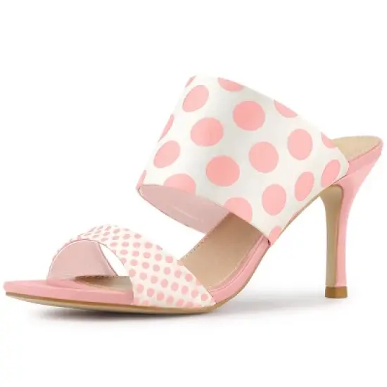 Allegra K Women's Polka Dots Stiletto Heel Slides Sandals image {6}
