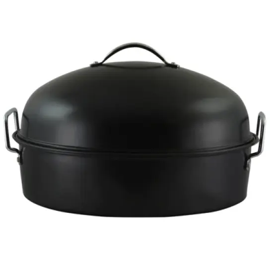 Gibson Home Kenmar High Dome Oval Roaster Set in Black image {3}
