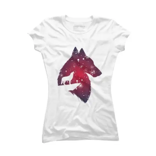 Junior's Design By Humans Funny Christmas wolf with snowfall outfit adults baby kids T-Shi By NekoShop T-Shirt image {4}