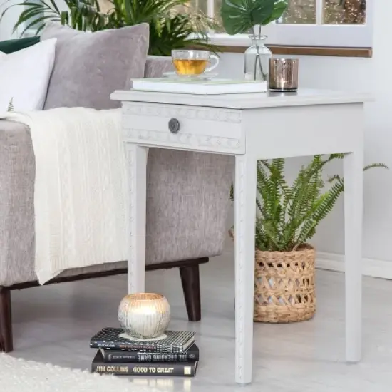 Jules End Table Nightstand with Drawer Light Gray - Adore Decor image {1}