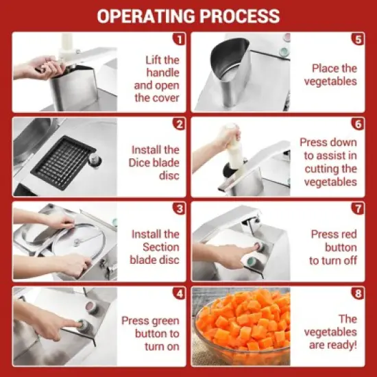Multi-Functional Vegetable Cutter - High-Efficiency Motor,Dicer with 2 Size Feed Ports, Vegetable Processor Detachable Stainless Steel blade image {5}