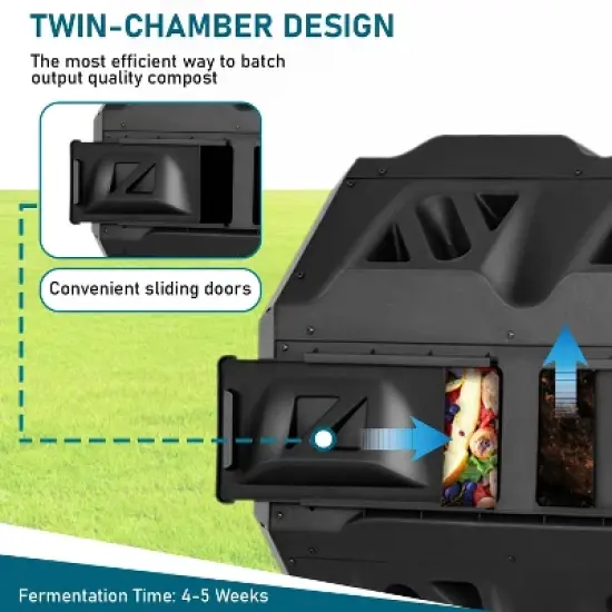 FDW Compost Bin 43 Gallon Compost Tumbler Bucket Fast Decomposition image {3}