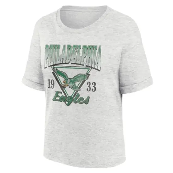 NFL Philadelphia Eagles Women's Oatmeal Heather Rolled Sleeve T-Shirt image {3}