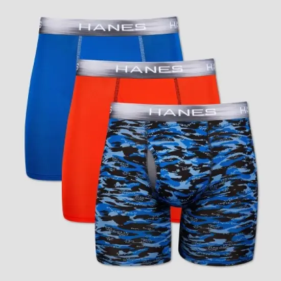 Hanes Premium Men's Performance Boxer Briefs 3pk - Blue/Red image {3}