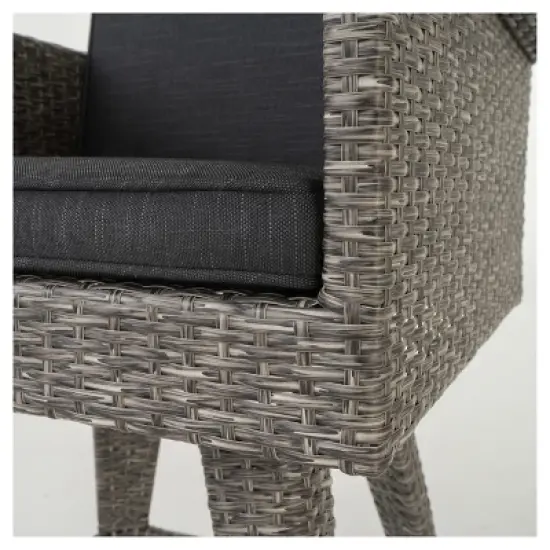 Puerta 3pc Square All-Weather Wicker Patio Dining Bar Set - Black - Christopher Knight Home image {3}