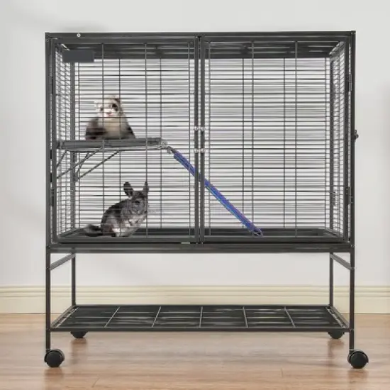 VEVOR 39" Rolling Metal Ferret Cage, Large 2-Tier Critter Nation Cage, Small Animal Cage with Ramps & Tray, Easy to Set up for Pet Rats, Hamster image {1}