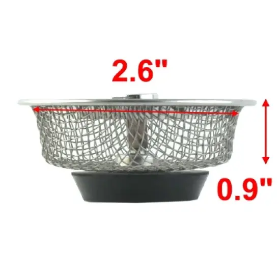 Unique Bargains Stainless Steel Kitchen Mesh Round Shape Sink Strainer 3.3" x 0.9" Silver Tone 2 Pcs image {1}
