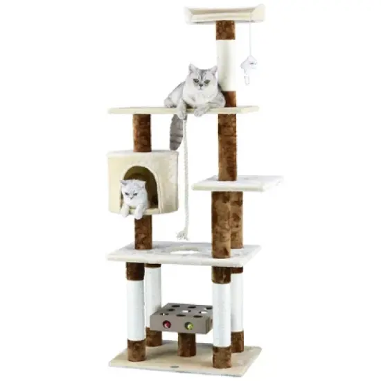 Go Pet Club 67" IQ Busy Box Cat Tree Condo with Sisal Covered Scratching Posts SF051 image {2}