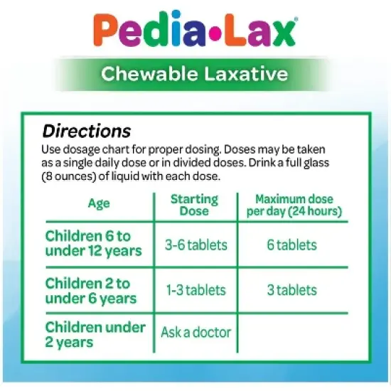 Pedia-Lax Laxative Chewable Tablets for Kids - Ages 2-11 - Watermelon - 30ct image {5}