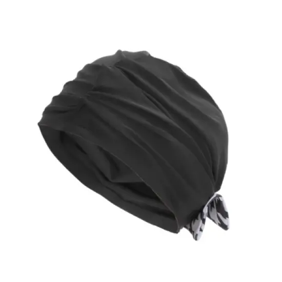 Unique Bargains Polyester Knotted Swimming Caps Black White 1 Pc image {5}