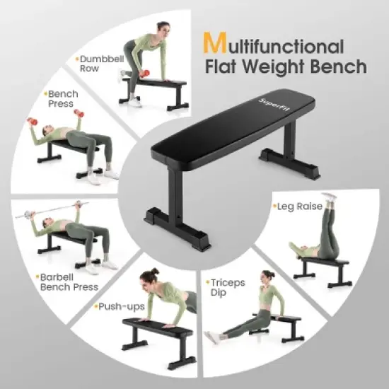 Costway 660LBS Heavy Duty Flat Weight Bench for Multipurpose Full Body Strength Training image {5}
