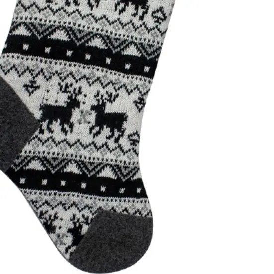 Northlight 21" Black, Gray and White Rustic Lodge Knit Christmas Stocking with High Pile Fleece Cuff image {2}