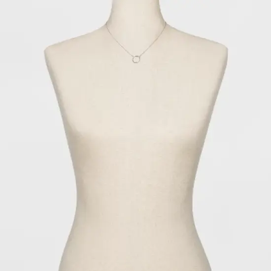 Pave Open Circle Short Pendant Necklace - A New Day&trade; Silver image {1}