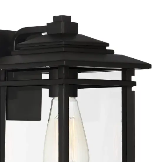 John Timberland North House Mission Outdoor Wall Light Fixtures Set of 2 Matte Black 12" Clear Glass for Post Exterior Barn Deck House Porch image {2}