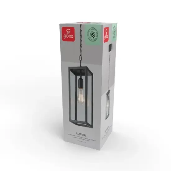 Globe Electric 1-Light Outdoor Pendant Light with Clear Glass Shade Matte Black image {6}