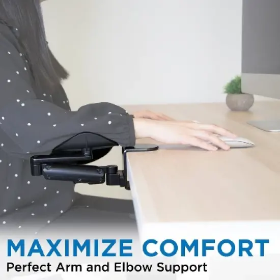Mount-It! Height Adjustable Arm Rest for Desk | Ergonomic Computer Desk Arm | Full Motion Elbow Support w/ Clamp-On Base | Steel Construction | Black image {3}