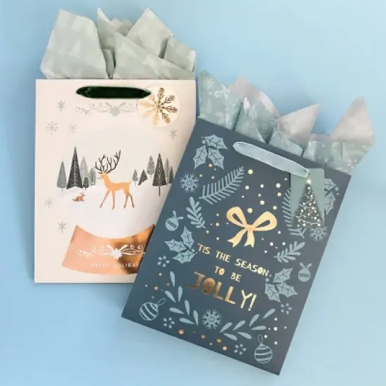 Soular Powered Large Gift Bag with Tissue Snow Globe image {5}