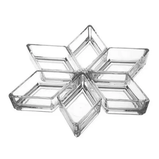 Slickblue Cristalline Interlocking Mini Glass Dish Set of 6 &ndash; Tapas & Appetizer Serving Dishes, Triangle/Diamond Design image {9}