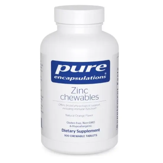 Pure Encapsulations Zinc Chewables - for Immune System Support, Growth and Development, and Wound Healing - 100 Chewable Tablets - Natural Orange image {8}