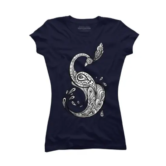 Junior's Design By Humans Beautiful Peacock. Decorative illustration. By Katyau T-Shirt image {4}