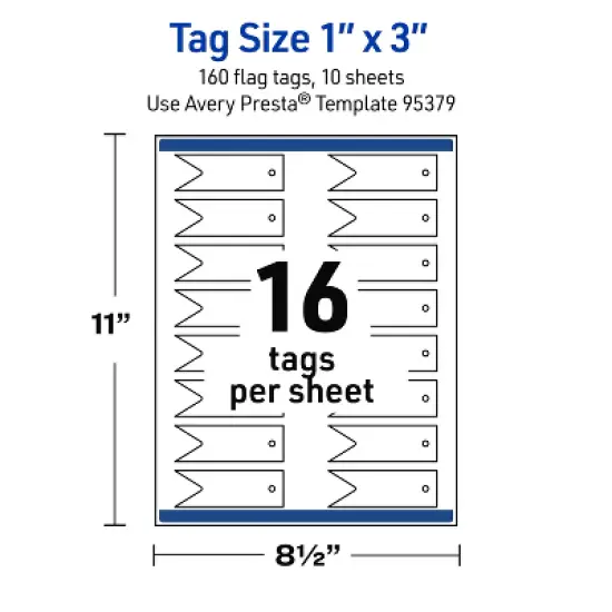 Avery Printable Banner Rectangle Flag Tags, Sure Feed Technology, 1" x 3", Matte White Cardstock, Print-to-The-Edge, Laser/Inkjet Printable, 400 Total image {4}