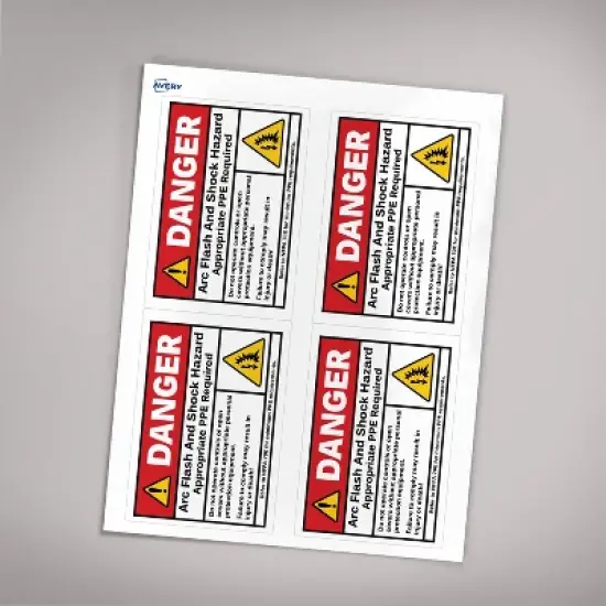 Avery Arc Flash/Danger Labels, Waterproof, UV Resistant, Preprinted, 3.5" x 5", 100 Warning Decal Labels image {5}
