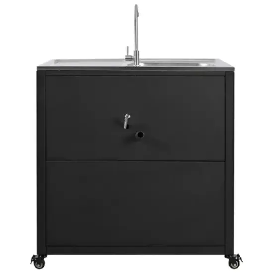 YOOCOZZ  Modular Outdoor Kitchen Sink with Cabinet - Black image {9}