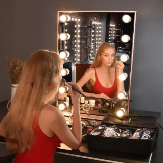 Byootique Makeup Bag Soft Sided Cosmetic Train Case 2 Layer Hangbag 4 Pouches image {1}