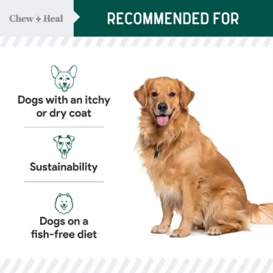 Chew + Heal Vegan Single Ingredient EPA & DHA Omega-3 Algae Oil Skin & Coat Supplement for Dogs, 4-fl oz bottle image {8}