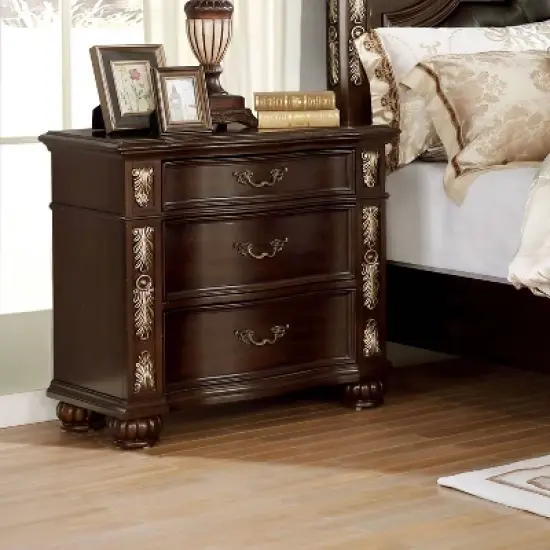 Mullberry 3 Drawer Nightstand with USB Plug Brown Cherry - HOMES: Inside + Out image {1}