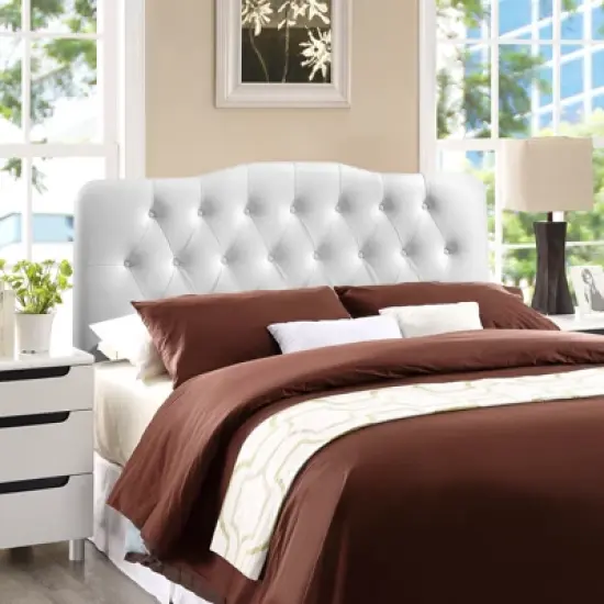 Annabel Full Upholstered Vinyl Headboard White - Modway image {1}