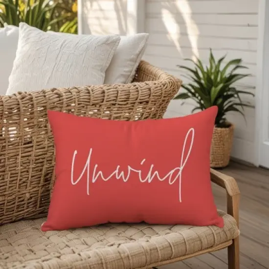 Creative Products Unwind Script Coral 14x20 Indoor / Outdoor Pillow image {4}