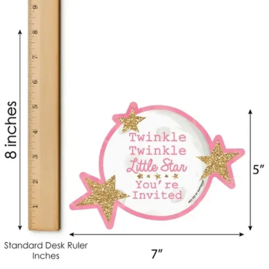 Big Dot of Happiness Pink Twinkle Twinkle Little Star - Shaped Invitations - Baby Shower or Birthday Party Invitation Cards with Envelopes - Set of 12 image {4}