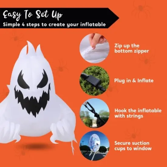Joyfy 4.5 FT Tall Halloween Inflatable Outdoor Decoration, Inflatable Scary Ghost with Rotating LED for Halloween Window Yard Lawn Outdoor Decoration image {6}