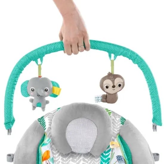 Bright Starts Jungle Vines Comfy Baby Bouncer with Vibrating Infant Seat, Toy Bar & Taggies image {5}