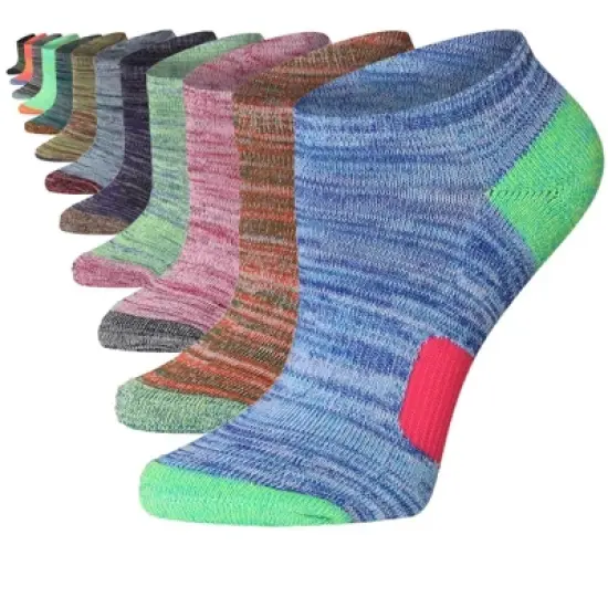 Toe Heel Cushioned Contrasting Running Ankle Socks - 12 Pairs image {5}