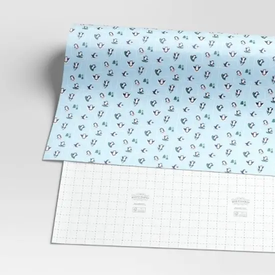 40" 125 sq ft Christmas Roll Wrap Playful Penguins on Blue&nbsp; - Wondershop&trade; image {2}