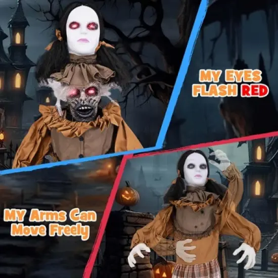 Costway Halloween Animatronics with Red Light Up Eyes Motion & Sound Activated image {6}